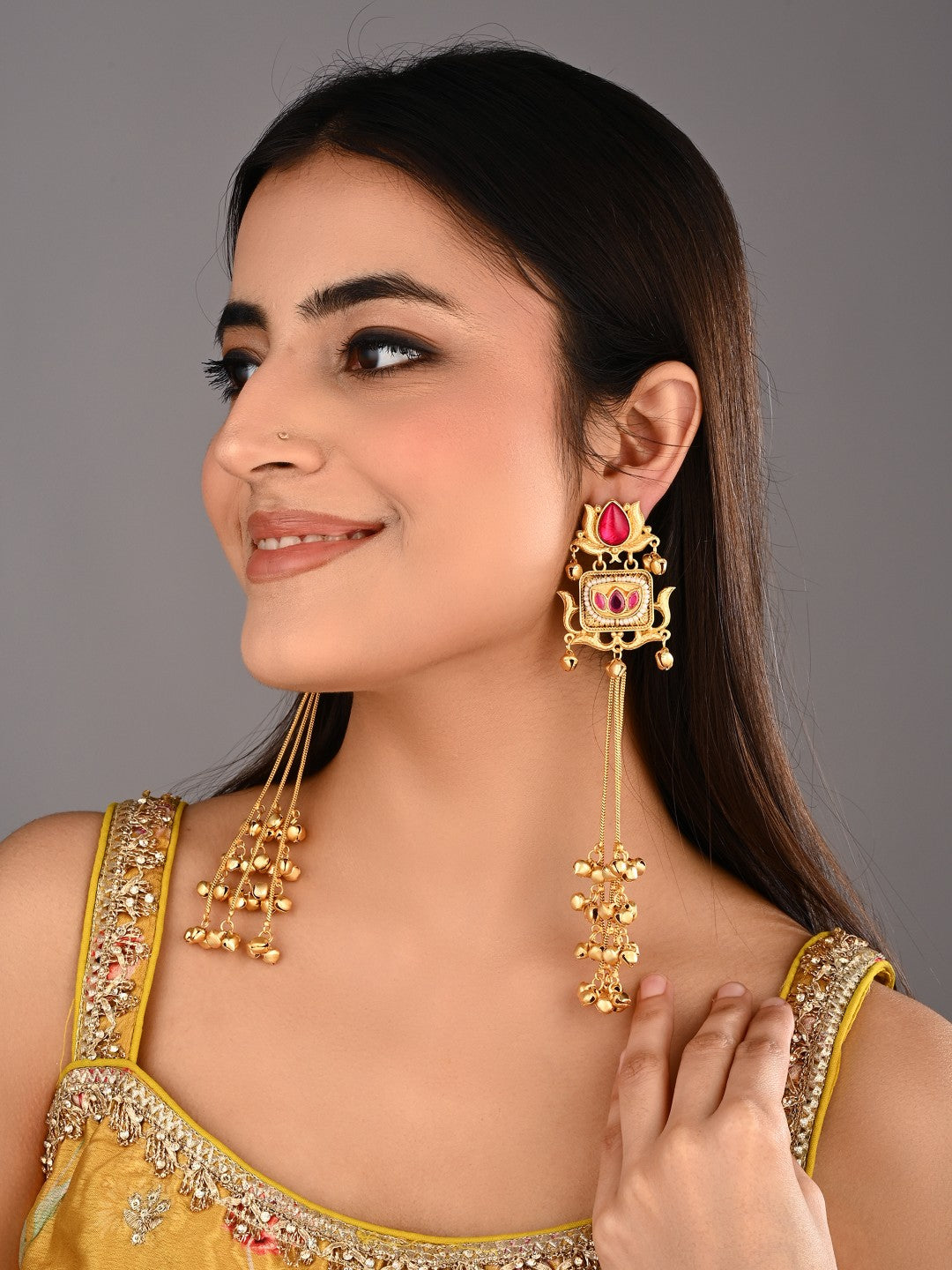 Ruby Lotus Drop Earrings