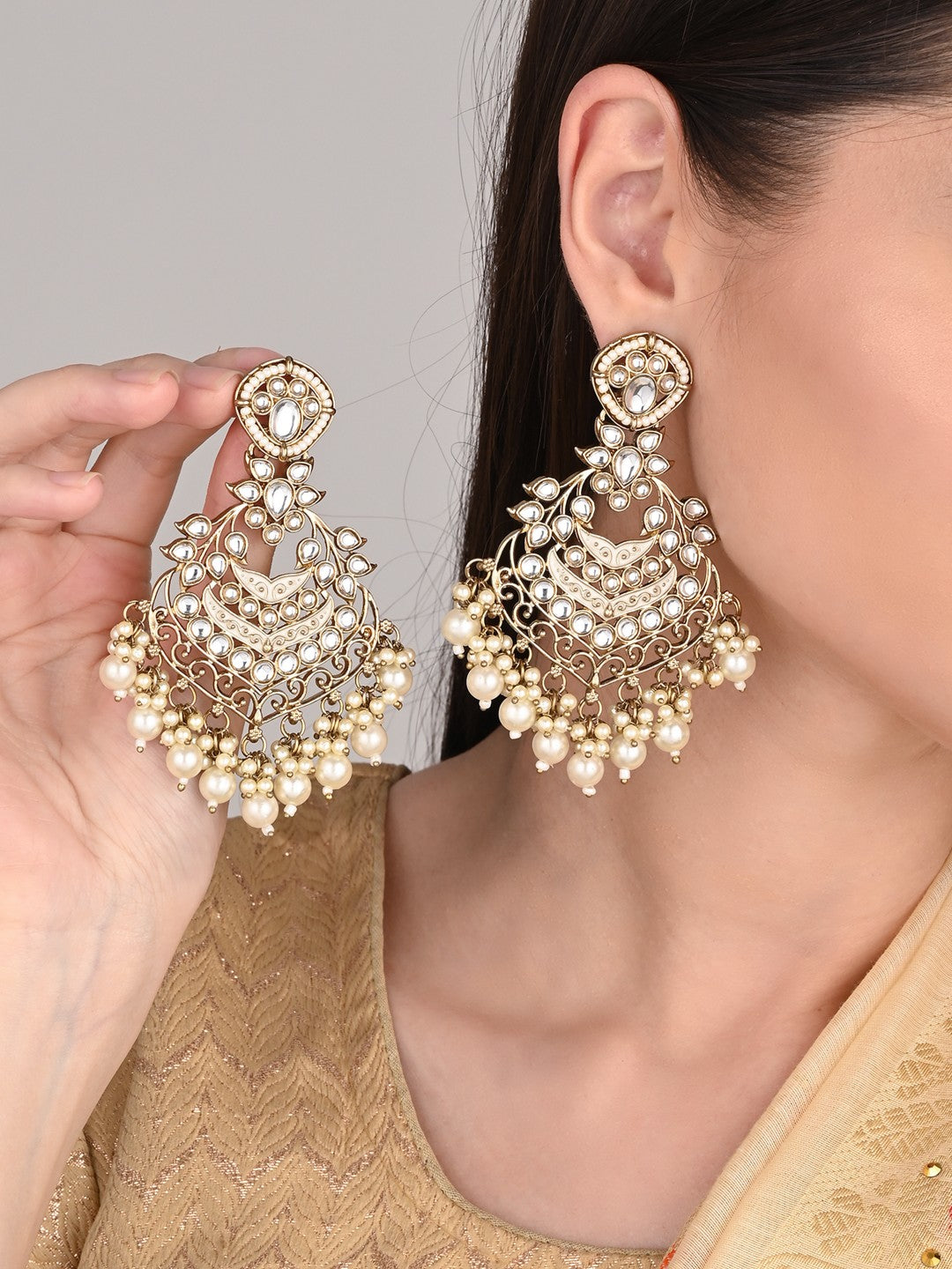 Gold plated Meenakari Chandbali