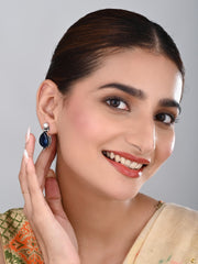 Pearl & Stone tear drop earring - Navy