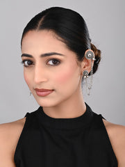 Oxidised SilverCircular Ear cuff with Chains