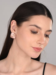 Enamelled Pink coloured Stud  earring