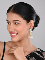 Meenakari & Kundan Drop Earring gold & white