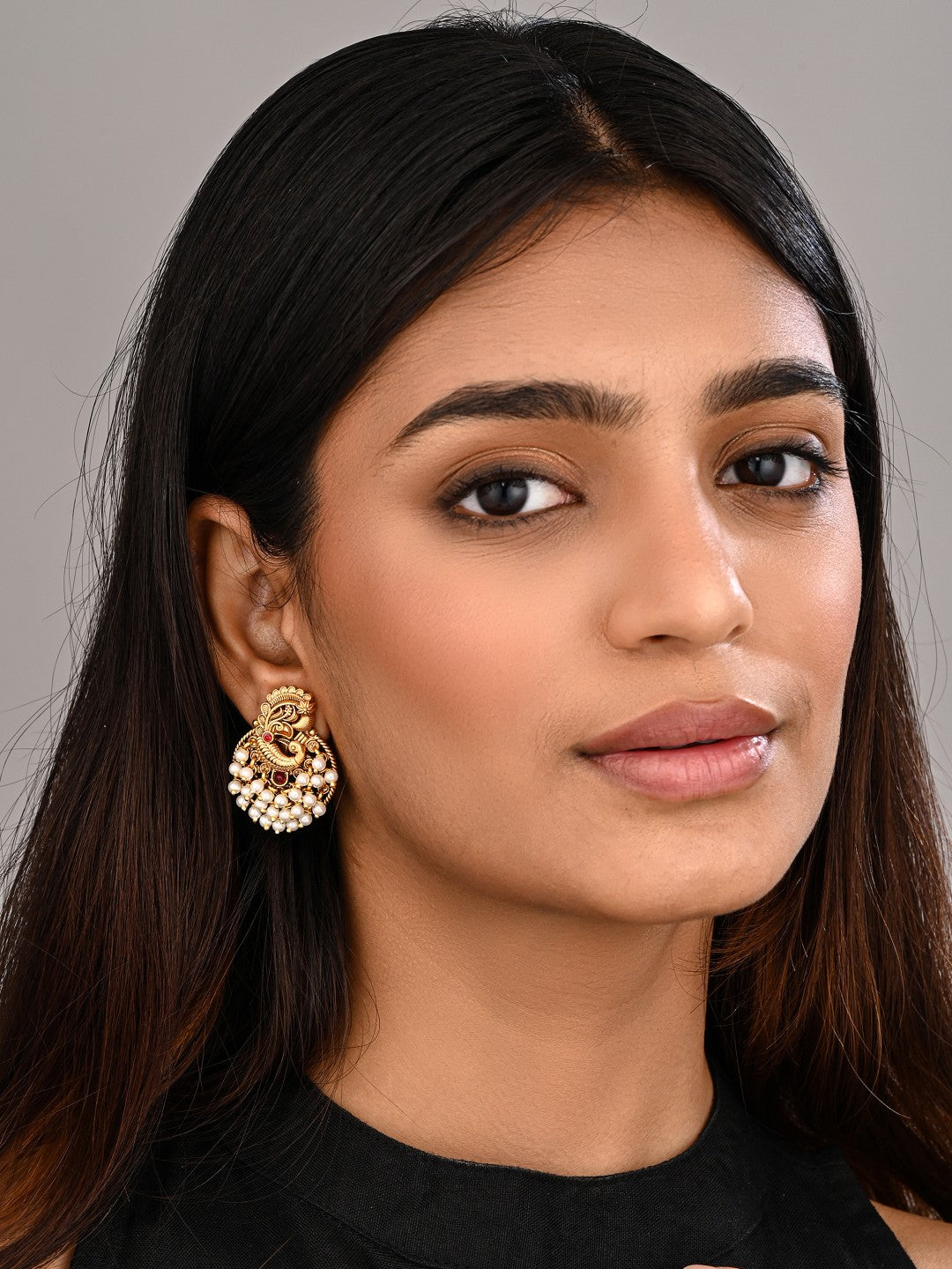 Peacock Pearl Stud Earrings