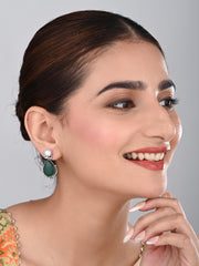 Pearl & Stone tear drop earring - Green