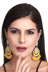 Gold plated Chandbali with Meenakari