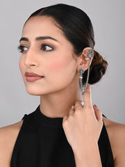Oxidised Silver Peacock Ear cuff with Chains