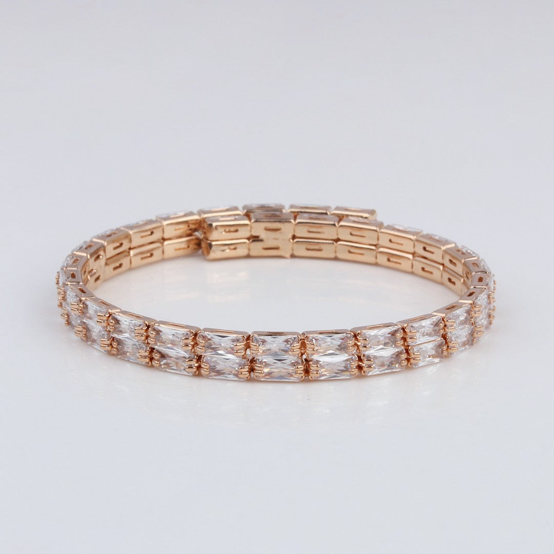 Rose Gold-Tone CZ Tennis Bracelet Bangle