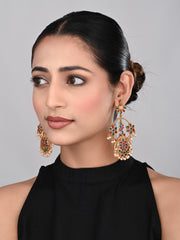 gold plated contemporary Chandbali with Multi coloured stones