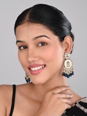 Contemporary kundan, MOP & Meenakari Drop Earring Blue