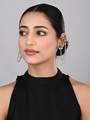 Oxidised Silver Dancing girl Ear Cuff with Chains