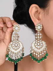 Gold plated & Meenakari Chandbali Green