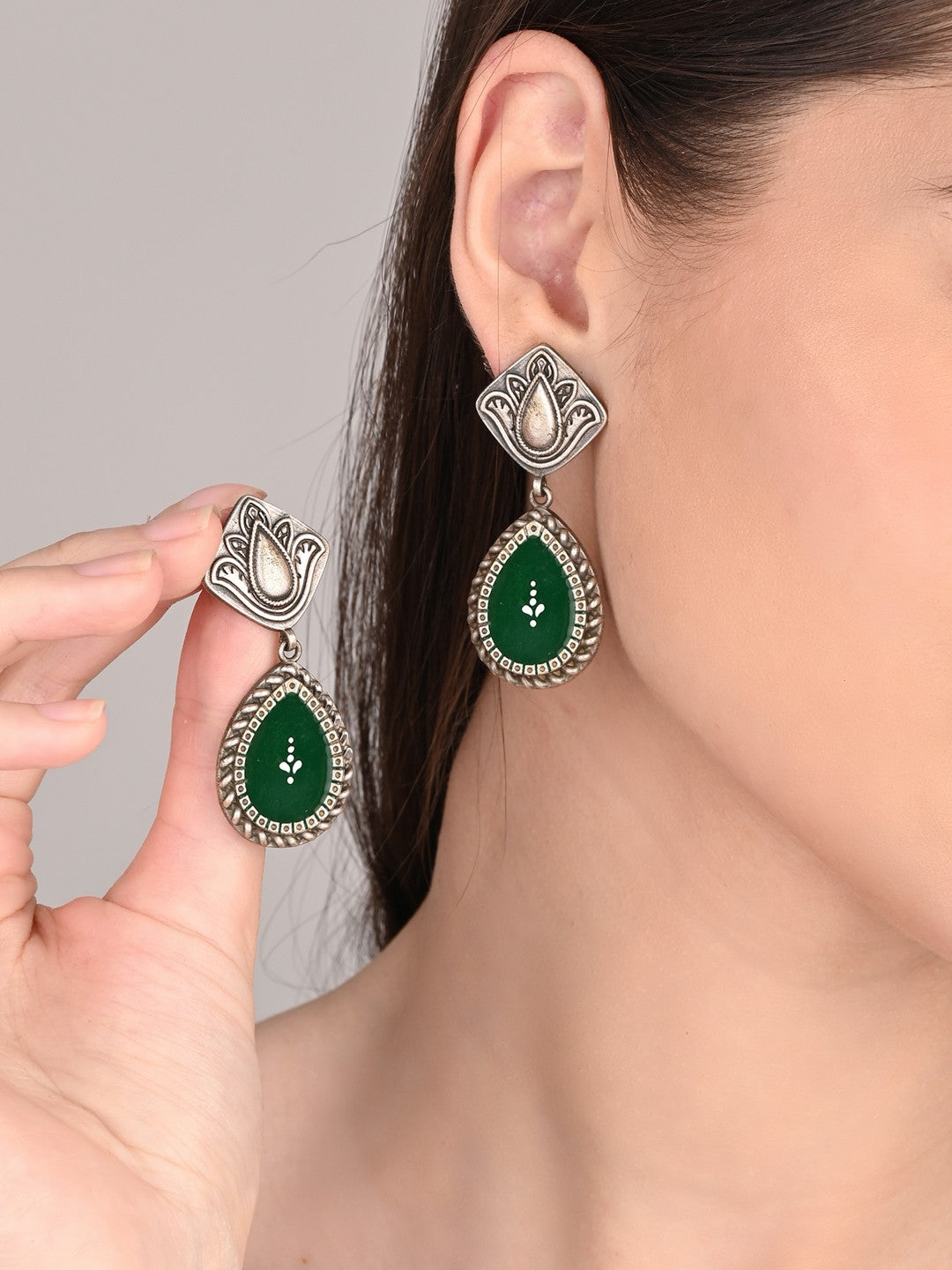 Hand-Painted Drop Earrings green