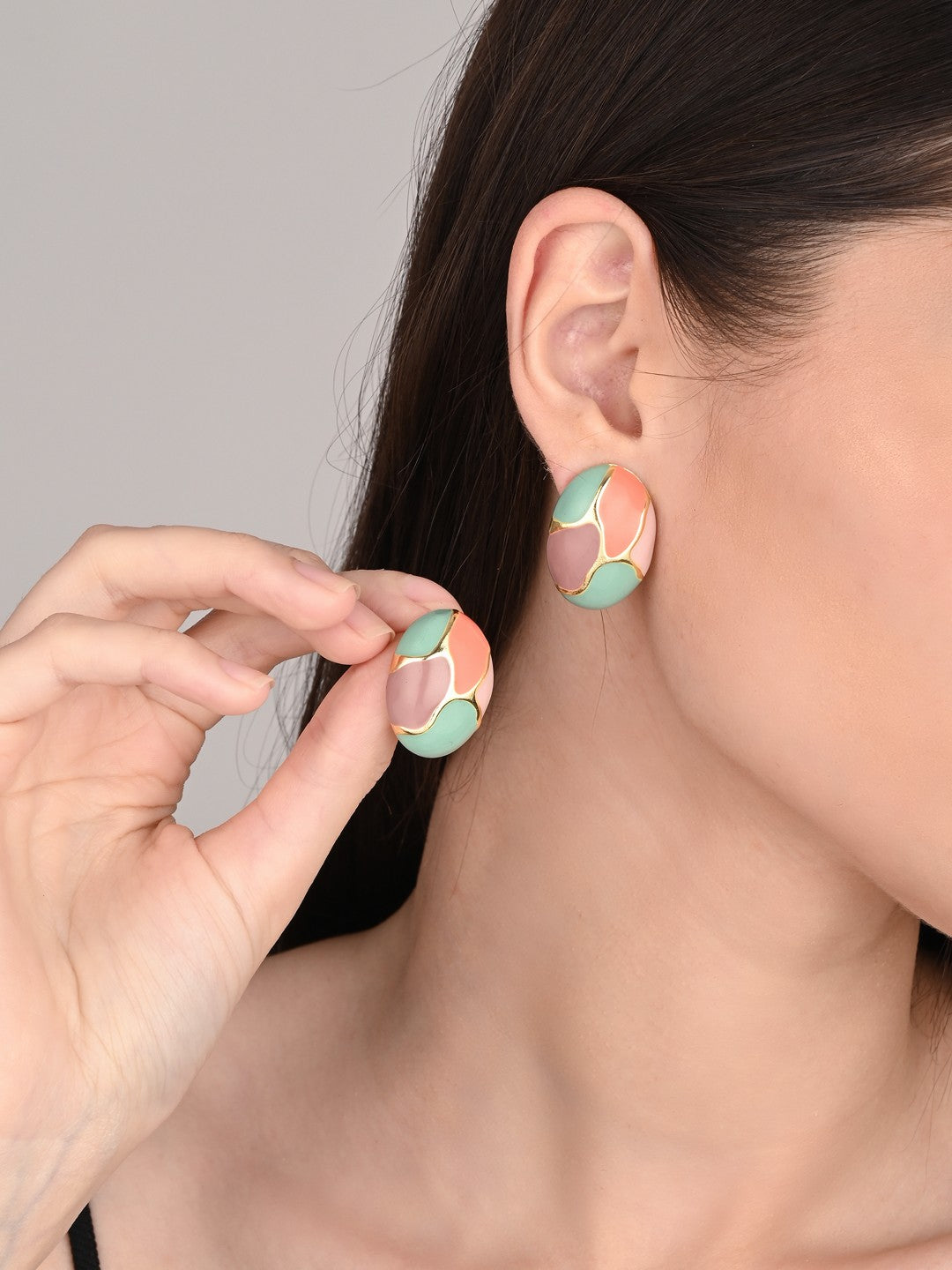 Enamelled Oval Stud earring Multicolor