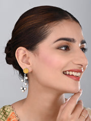 Yellow Stone & pearl drop Earring