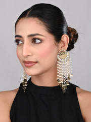 Elegant Pearl & Bead Chandelier Earrings - Green