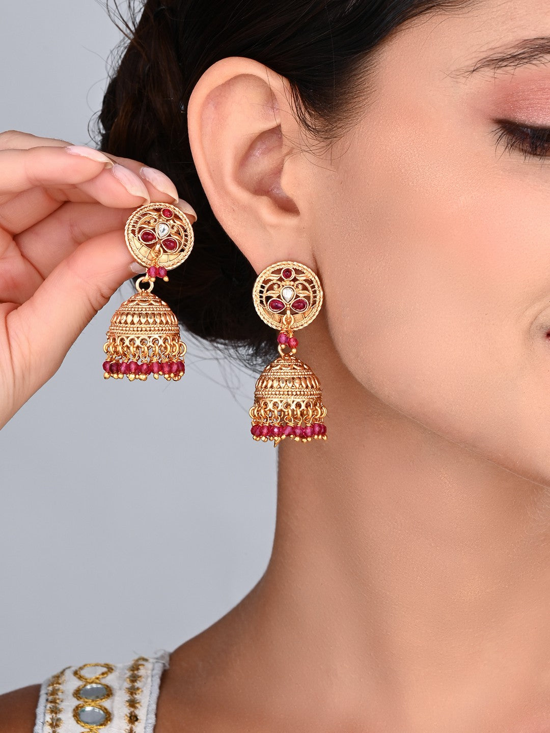 Gold-Toned Jhumka Earrings