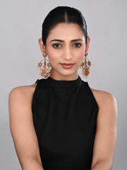 gold plated contemporary Chandbali with Multi coloured stones