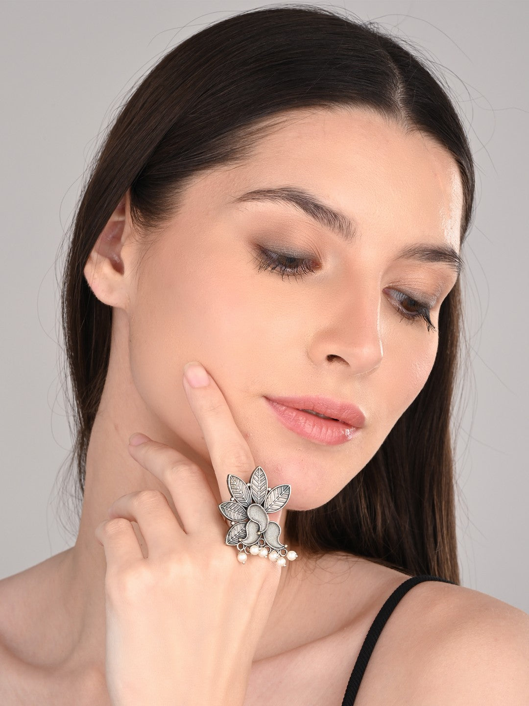 Flower & Paisley Adjustable Brass Ring