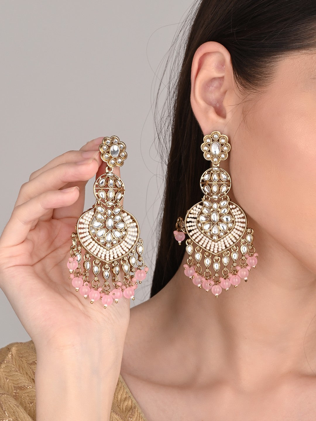 Gold plated & Meenakari Chandbali