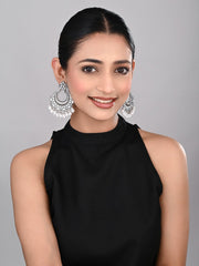 Silver plated Chandbali with pearl drops