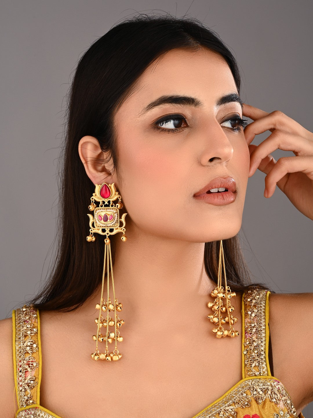 Ruby Lotus Drop Earrings