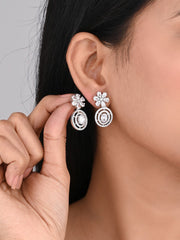Rose Gold plated Flower Oval drop Earring