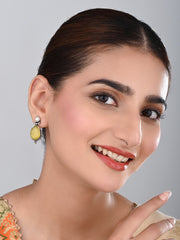 Pearl & Stone tear drop earring - Yellow