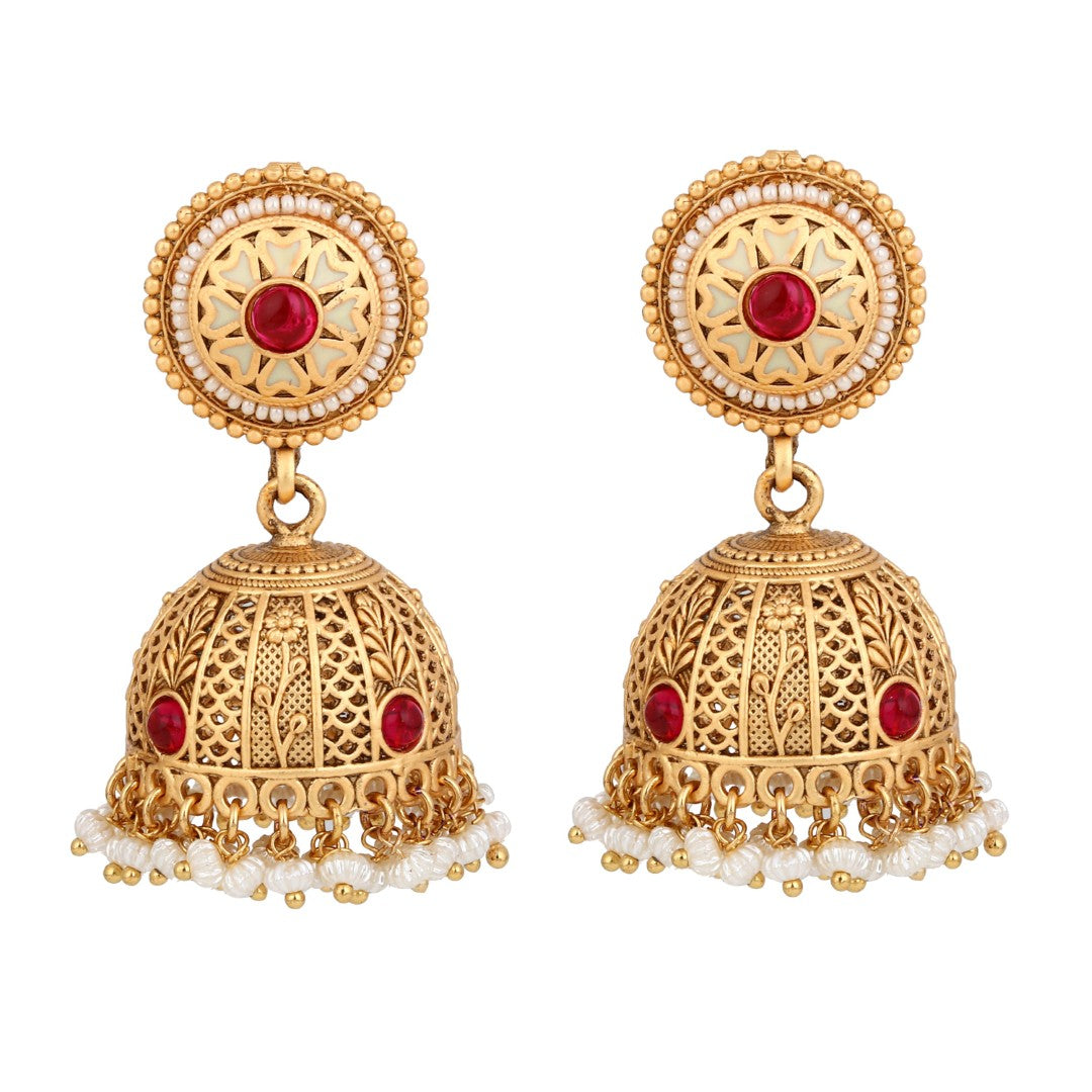 Royal Stone Antique Jhumka Earrings