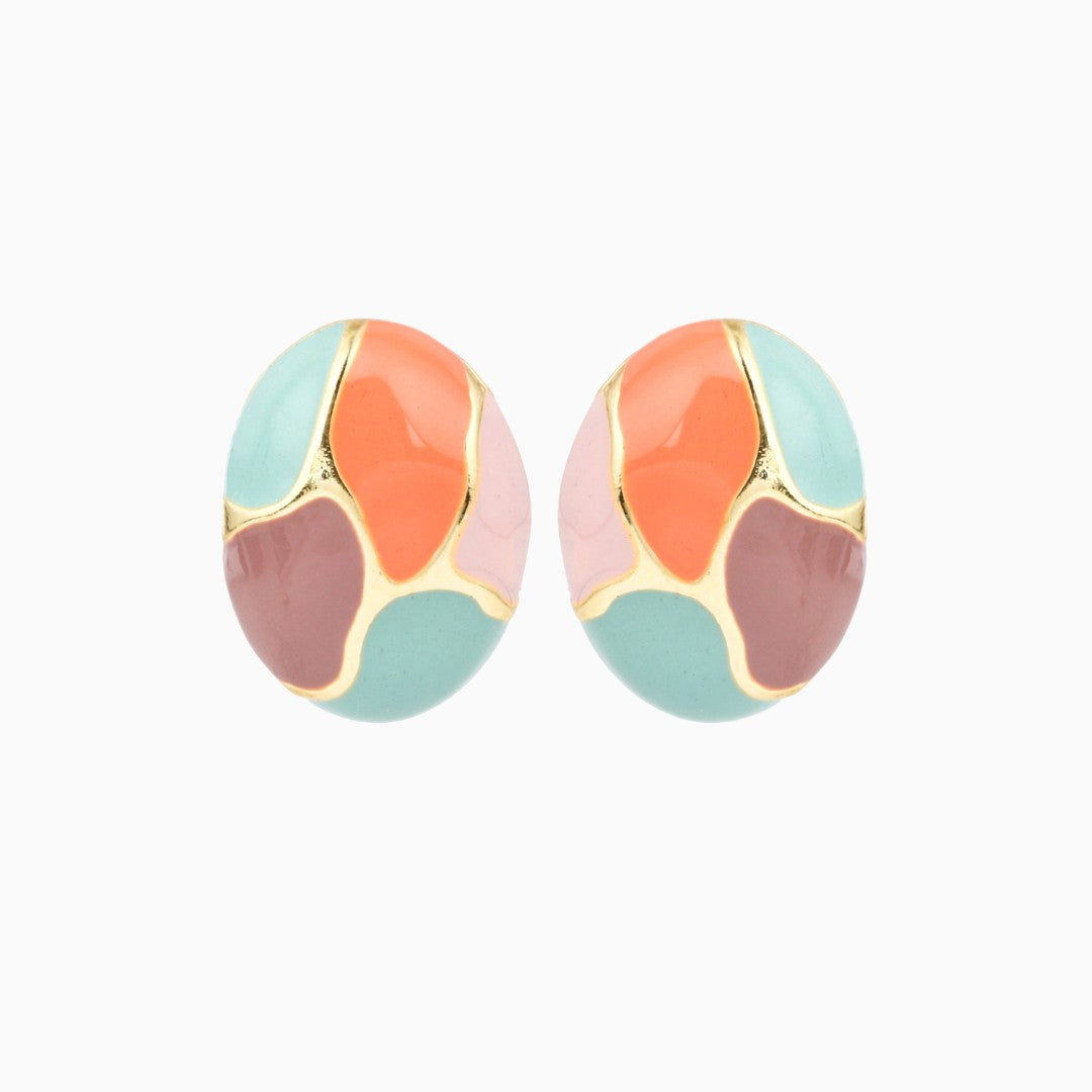 Enamelled Oval Stud earring Multicolor