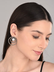 Circular Studs in silver Oxidised finish