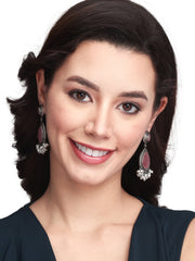 Silver Oxidised finish drop earring