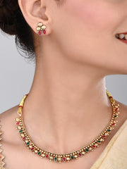 Gold Plated Multi coloured stone Necklace set