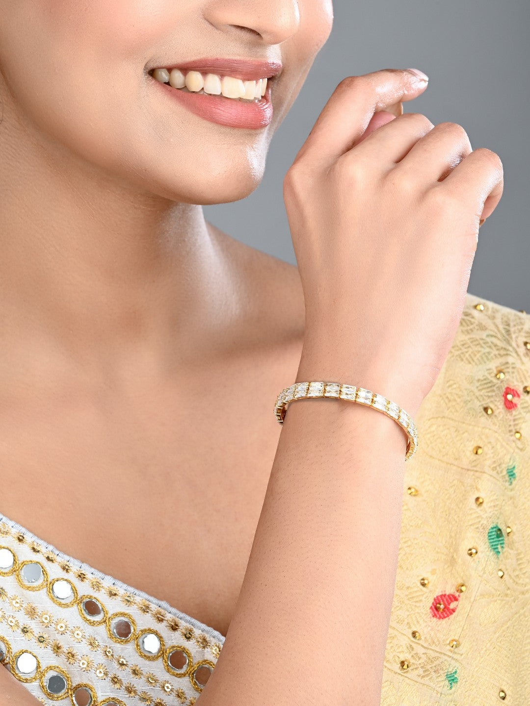 Gold-Tone CZ Tennis Bracelet Bangle