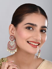 Circular Contemporary Chandbali - Red
