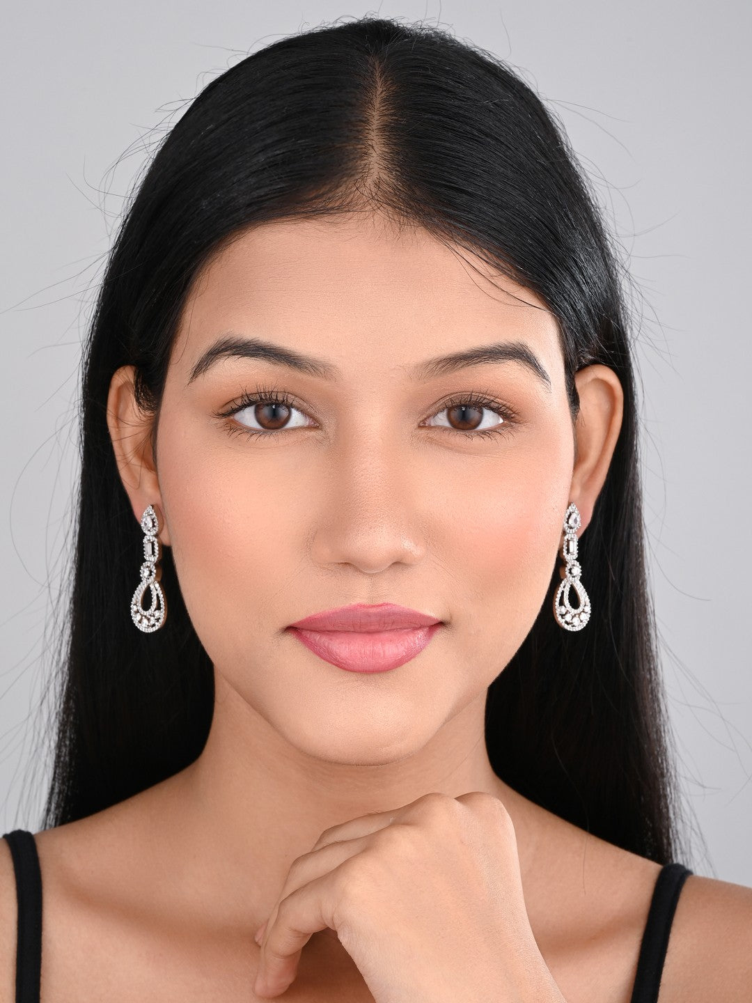 Rhodium-Plated Teardrop Earrings