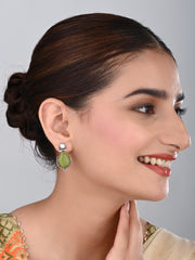 Pearl & Stone tear drop earring - Lime