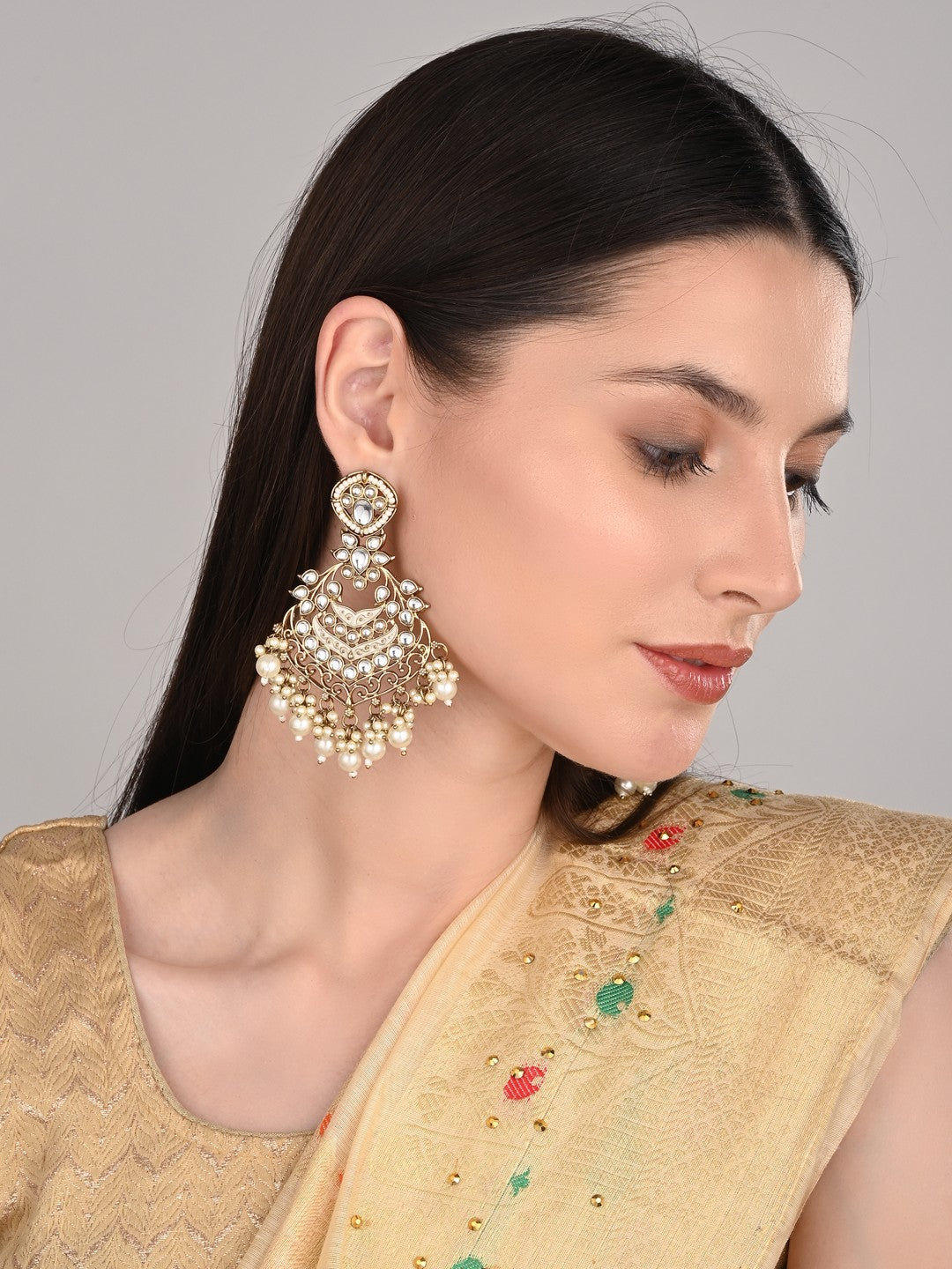 Gold plated Meenakari Chandbali