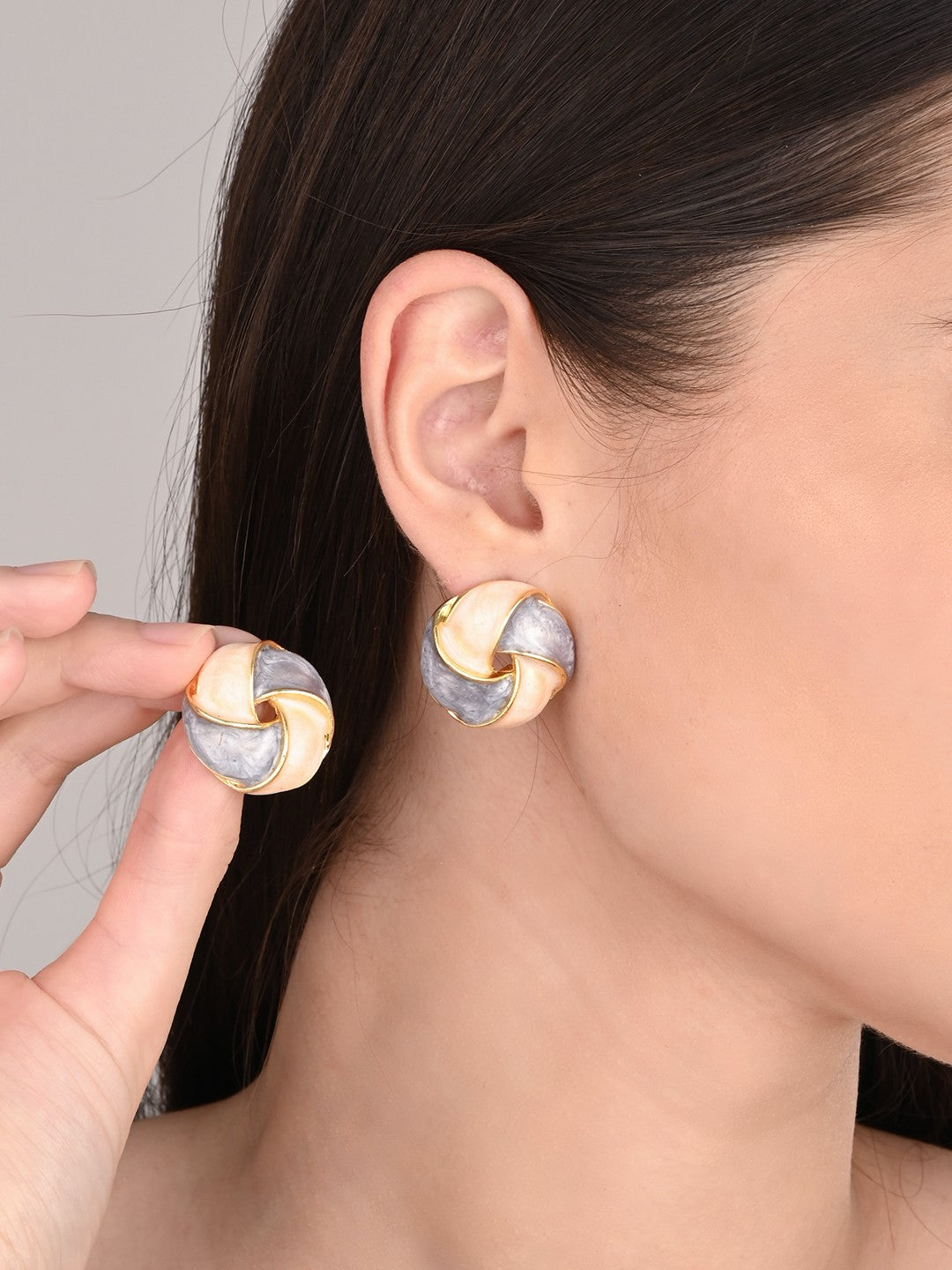 Enamelled Multi coloured Pinwheel Stud  earring