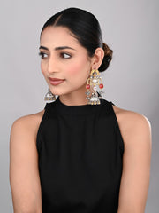 Dual tone Jhumka Earring - Red