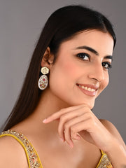 MOP Meenakari Floral Drop Earrings - Multi