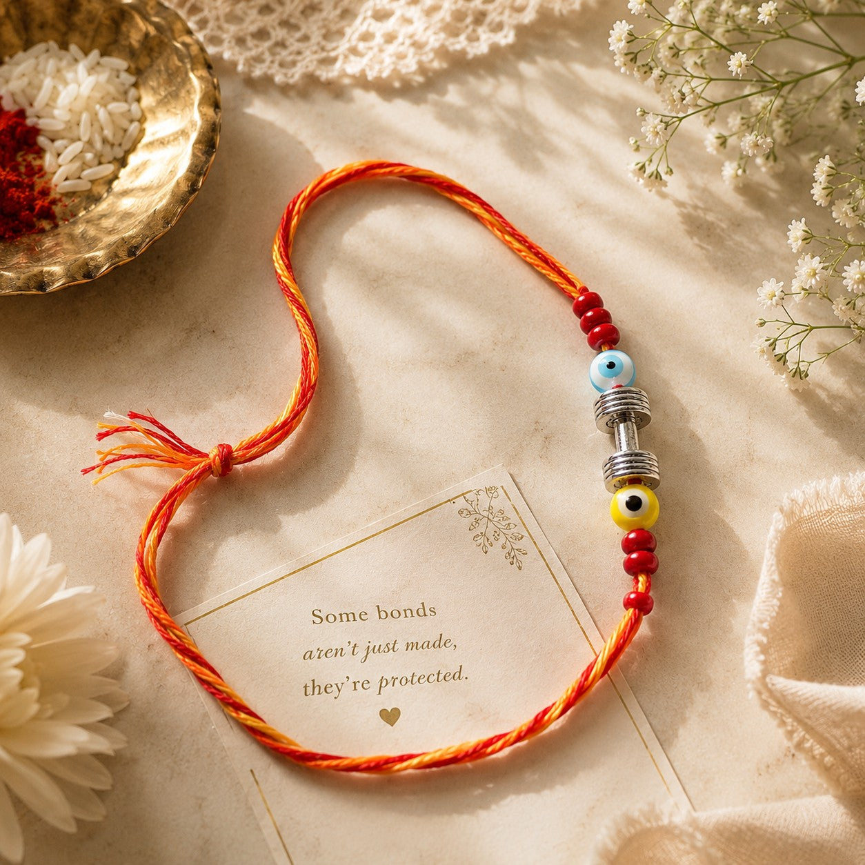 Blue Elephant Charm & Evil Eye Protection Rakhi