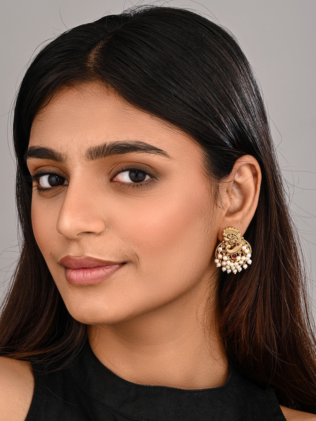 Peacock Pearl Stud Earrings