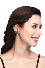 Silver oxydized earring with Ghungroo