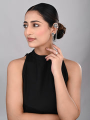 Oxidised SilverCircular Ear cuff with Chains