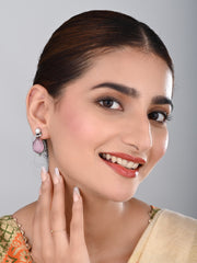 Pearl & Stone tear drop earring - Pink