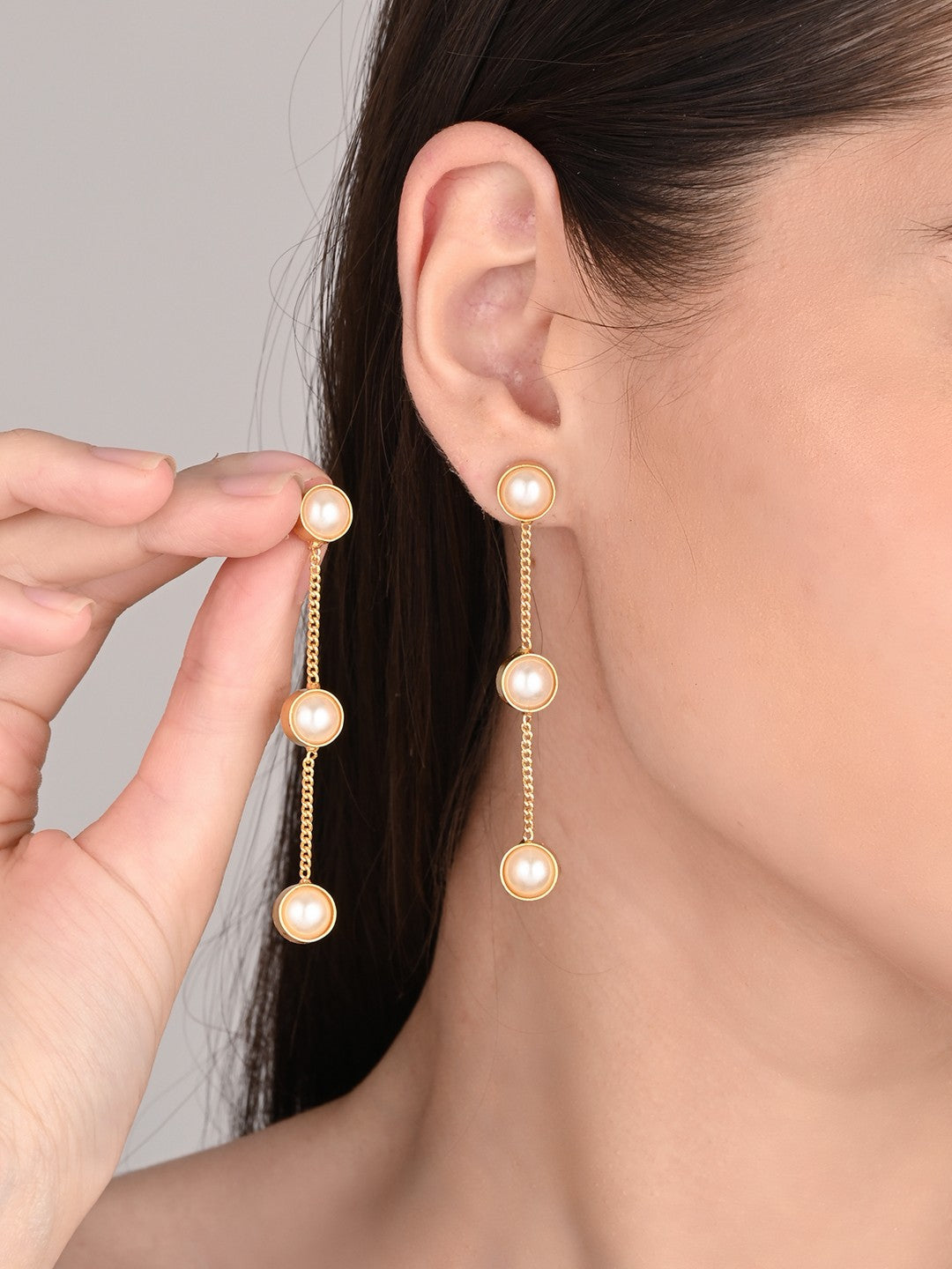 Gold plated pearl Drop Earring