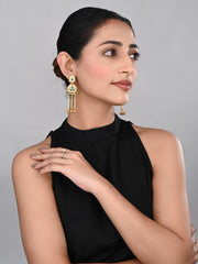 Antique Gold Temple Drop Earrings Green