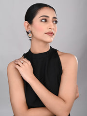 Stones & beads Circular Drop Earring - Pink