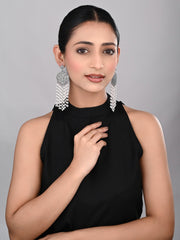 Oxidised Silver Pearl Tassel Earrings