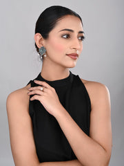 Stones Studded Bird Studs- Green